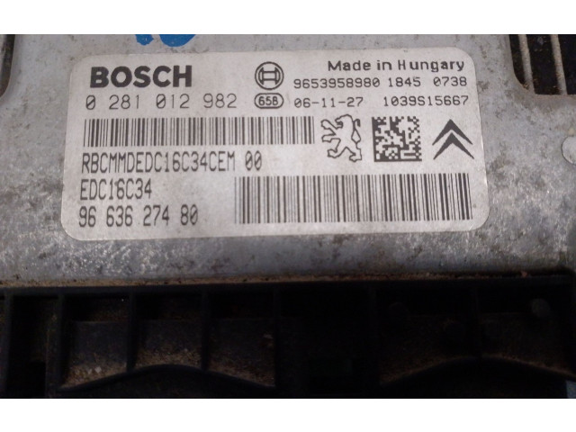 Řídící jednotka 9663627480, 0281012982   Peugeot Expert 2007