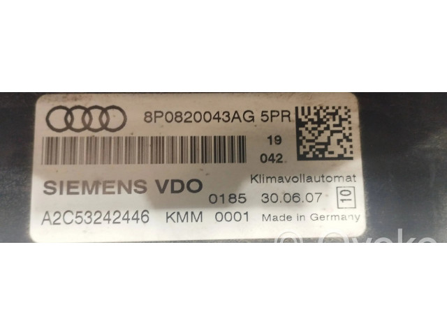 Блок управления климат-контролем 8P0820043AG, 0185300607   Audi A3 S3 8P