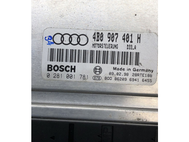 Блок управления двигателя 4B0907401H, 0281001781   Audi A6 S6 C5 4B