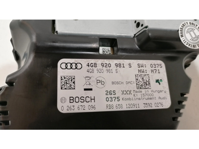 Přístrojová deska  Audi A6 S6 C7 4G 2013 4G8920981S, 0263672096  