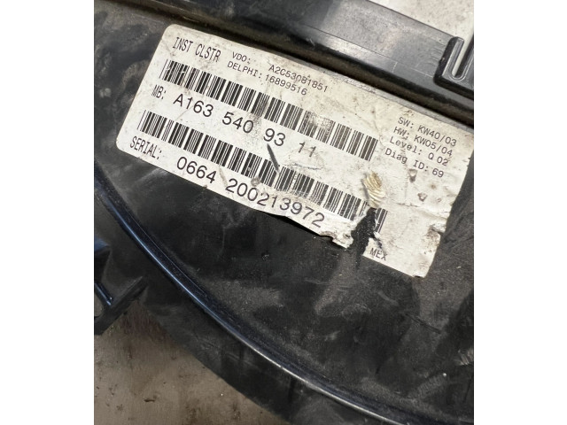 Панель приборов A1635409311, A2C53081851   Mercedes-Benz ML W163       