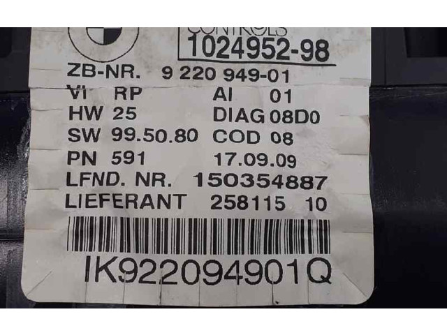 Přístrojová deska  BMW 1 E81 E87 2009 102495298, 922094901  