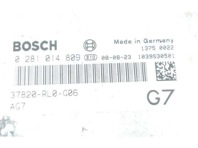 Řídící jednotka 37820RL0G06, 0281014809   Honda Accord 2009