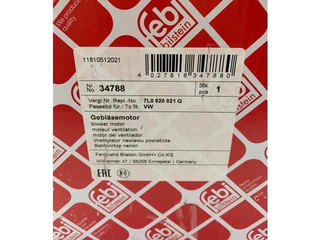 Вентилятор печки    7L0820021Q, 7L0820021   Volkswagen Touareg I