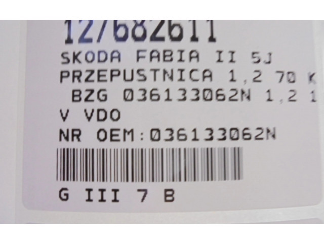 Электрическая задвижка 036133062N, 036133062N   Skoda Fabia Mk2 (5J)       