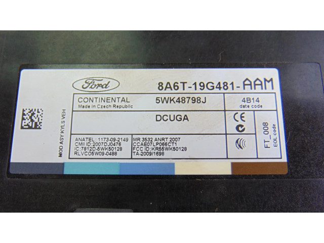 Блок управления двигателя 8A6T19G481AAM, MODULOELECTRONICO   Ford Fiesta