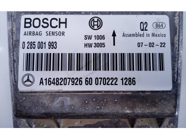 Блок подушек безопасности A1648207926, 0285001993   Mercedes-Benz ML W164