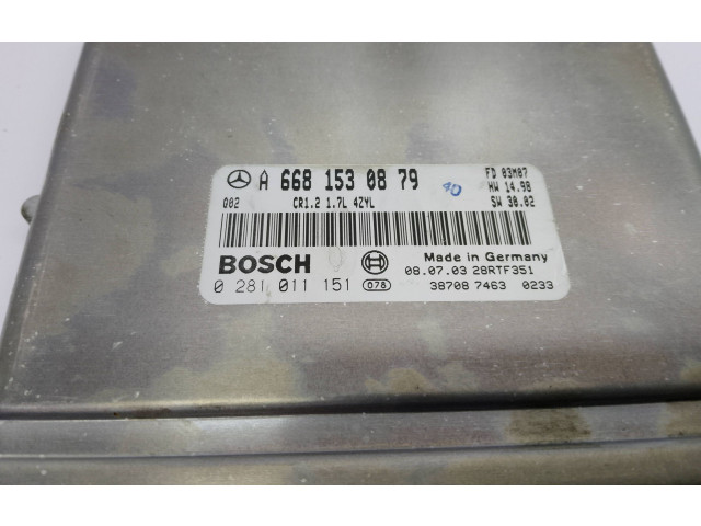 Řídící jednotka 0281011151, A6681530879   Mercedes-Benz A W168 2004
