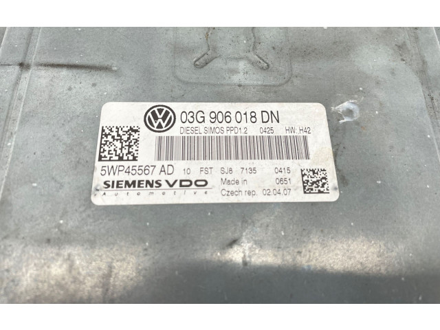 Řídící jednotka 03G906018DN, 5WP45567AD   Audi A3 S3 A3 Sportback 8P 2007
