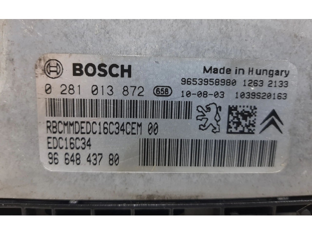 Řídící jednotka 9664843780, 0281013872   Peugeot Partner 2010