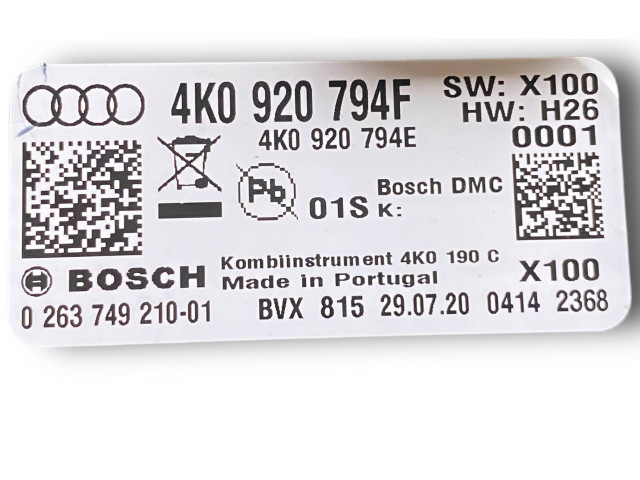 Přístrojová deska  Audi A7 S7 4K8 2023 4K0920794F  