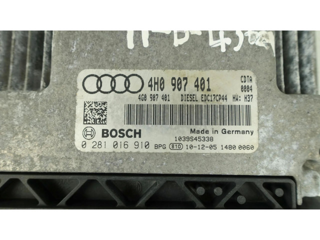 Блок управления двигателем Блок управления 4H0907401   Audi A8 S8 D4 4H