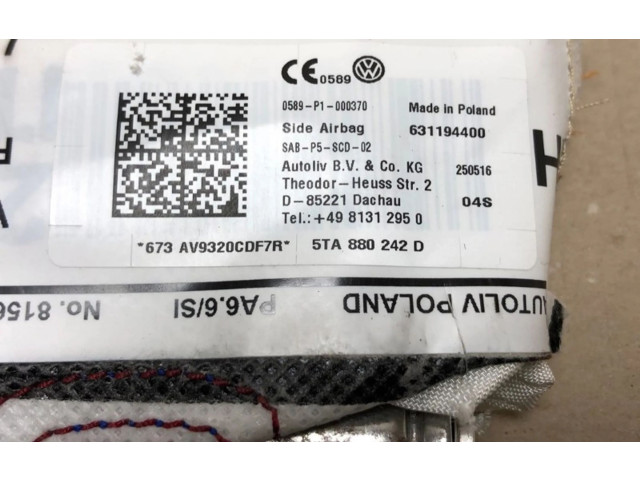 Подушка безопасности в сиденье 5TA880242D, 5TA880242D   Volkswagen Cross Touran II