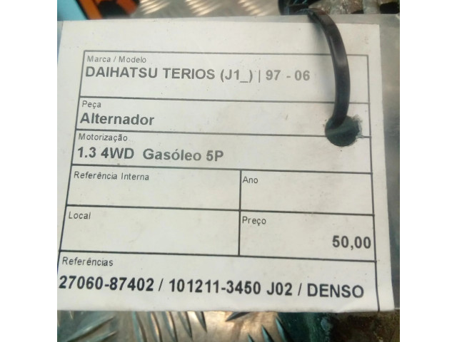 Генератор 27060-87402   Daihatsu Terios 1.3     