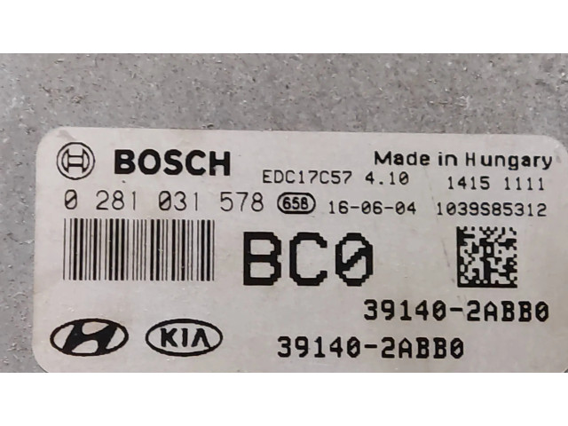 Řídící jednotka 391402ABB0, 0281031578   Hyundai Tucson TL 2016