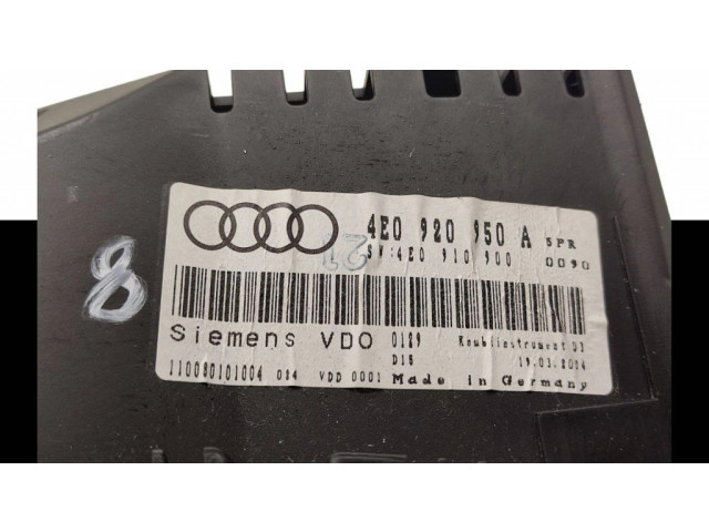 Přístrojová deska  Audi A8 S8 D3 4E 2005 4E0920950A, 110080101004  