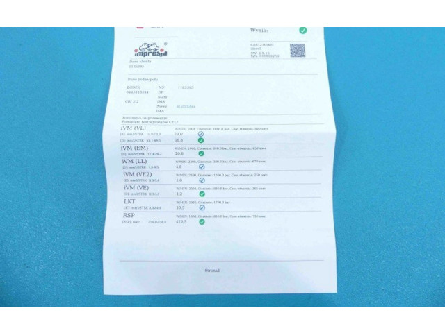 Vstřikovač 0445110244, IMPRK1185395   Fiat Croma     