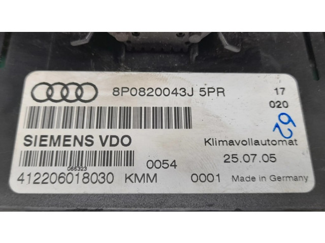 Блок управления климат-контролем 8P0820043J   Audi A3 S3 A3 Sportback 8P