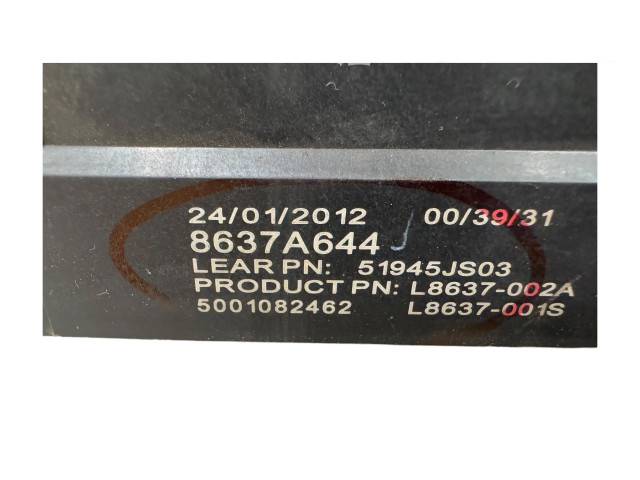   Pojistková skříňka 8637A644, L8637002A   Mitsubishi ASX 2013