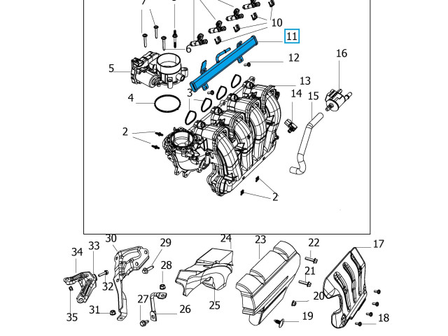 Топливная рампа 04627892AB, 04593987AC   Jeep Cherokee  