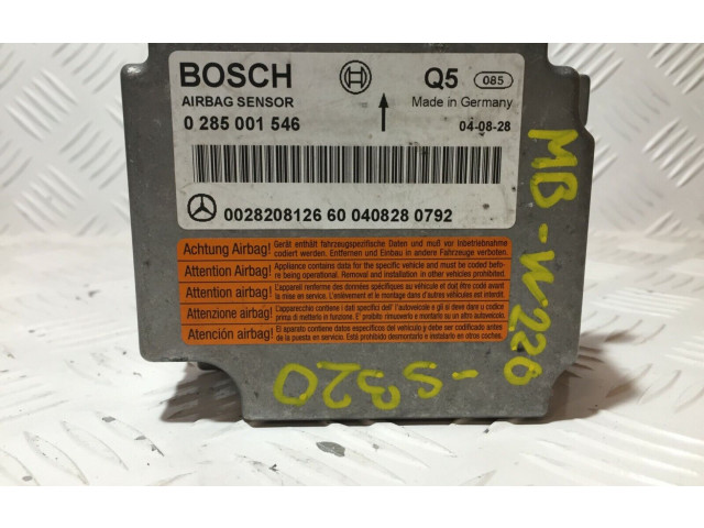 Блок подушек безопасности 0285001546, 0028208126   Mercedes-Benz S W220