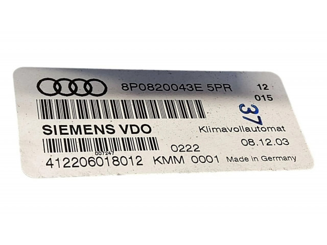 Блок управления климат-контролем 8P0820043E   Audi A3 S3 8P