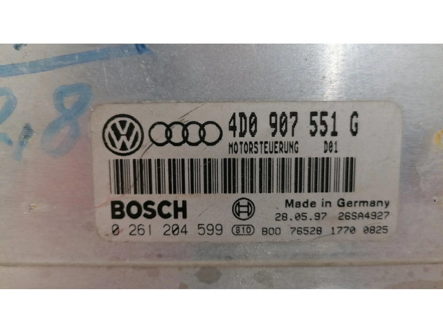 Блок управления двигателя 4D0907551G, 0261204599   Audi A4 S4 B5 8D