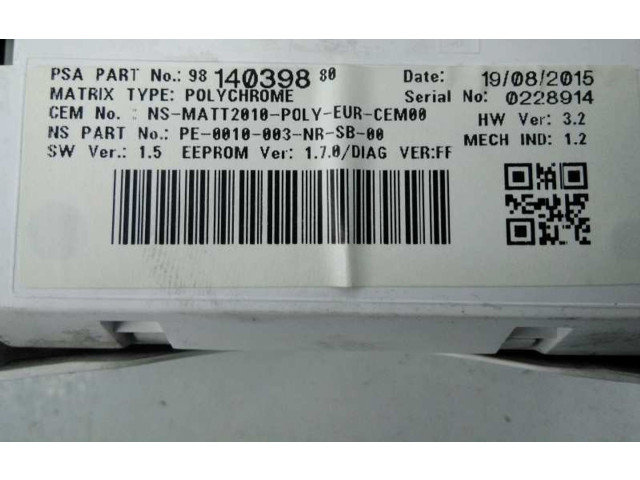 Přístrojová deska  Peugeot 508 2015 9814039880, 0228914  