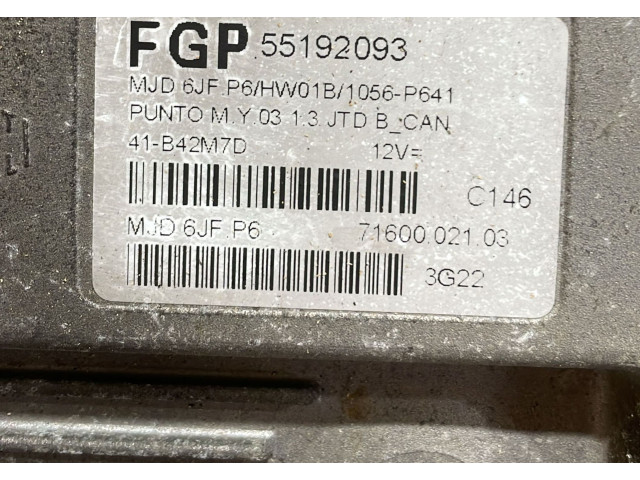 Řídící jednotka 55192093, 55192093   Fiat Punto (188) 2005