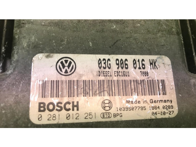 Řídící jednotka 0281012251, 03G906016HK   Audi A3 S3 A3 Sportback 8P 2005