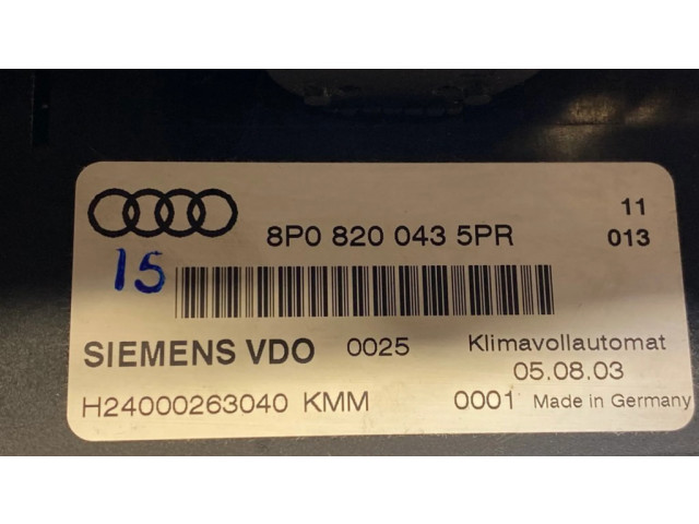 Блок управления климат-контролем 8P0820043   Audi A3 S3 A3 Sportback 8P