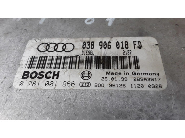 Блок управления двигателя 038906018FD, 0281001966   Audi A4 S4 B5 8D