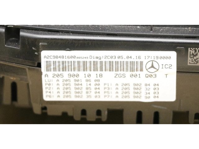 Přístrojová deska  Mercedes-Benz C W205 2016 A2059001018, A2059018600  
