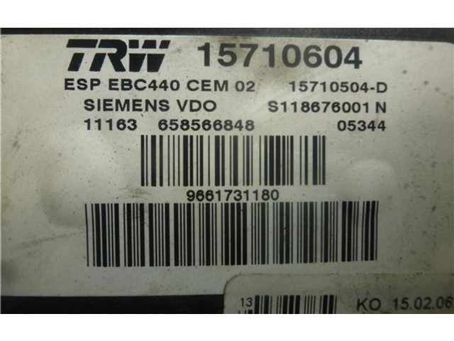 Jednotka ABS 9661731180, S118676001N   Peugeot 207 CC 2006