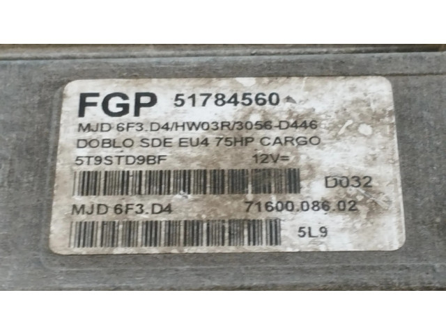 Блок управления двигателя 51784560, 5T9STD9BF   Fiat Doblo