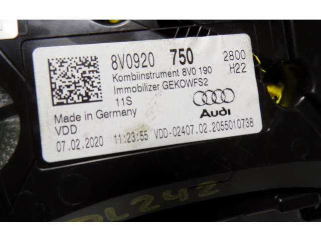Přístrojová deska  Audi A3 8Y 2020 8V0920750, A2C16573400  