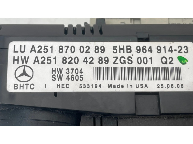 Блок управления климат-контролем A2518204289, 5HB96491423   Mercedes-Benz R W251