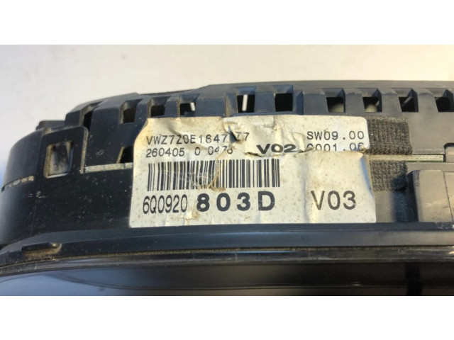 Přístrojová deska  Volkswagen Polo IV 9N3 2007 6Q0920803D, 110080320009A  