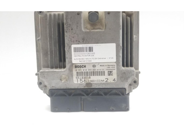 Блок управления двигателем Блок управления 0281010988   Alfa Romeo 166