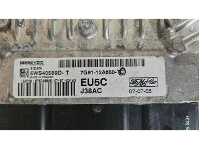 Блок управления двигателя 7G9112A650TC, 5WS40589DT   Ford S-MAX