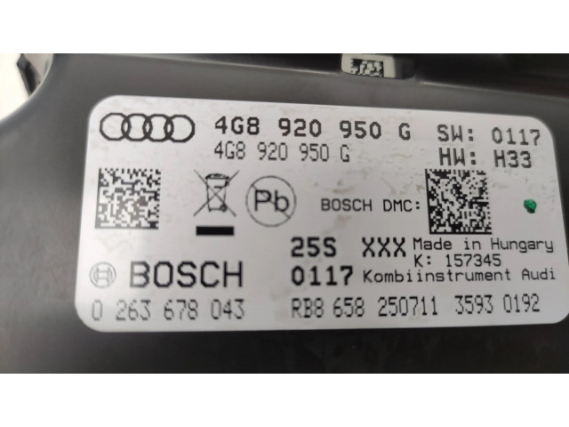 Панель приборов 4G8920950G, 0263678043   Audi A6 Allroad C7       