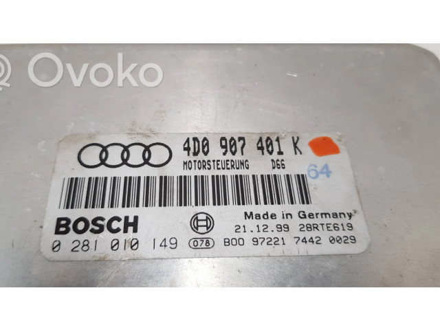 Блок управления двигателя 4D0907401K, 28RTE619   Audi A8 S8 D2 4D