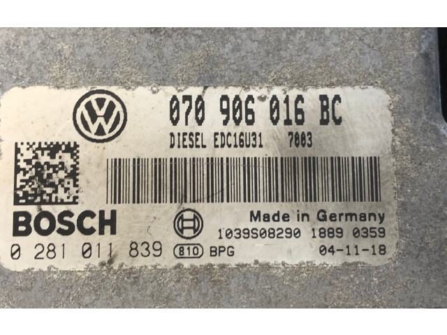Блок управления двигателя 070906016BC, 0281011839   Volkswagen Touareg I