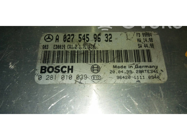 Řídící jednotka A0275459632, 28RTE341   Mercedes-Benz A W168 2000