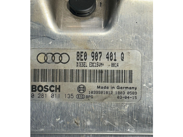 Блок управления двигателя 0281011135, 8E0907401Q   Audi A6 S6 C5 4B