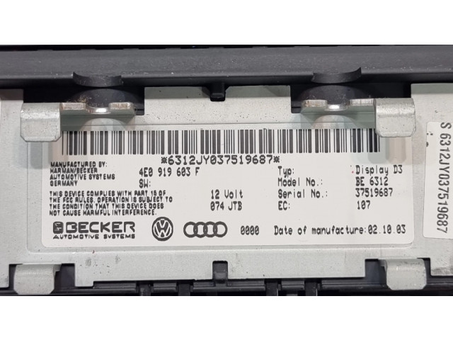 Дисплей    4E0919603F, 4E0919603   Audi A8 S8 D3 4E