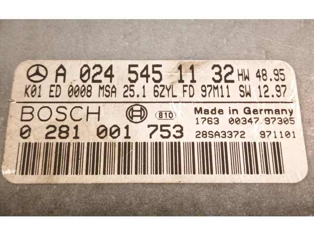Řídící jednotka A0245451132, 0281001753   Mercedes-Benz E W210 1999