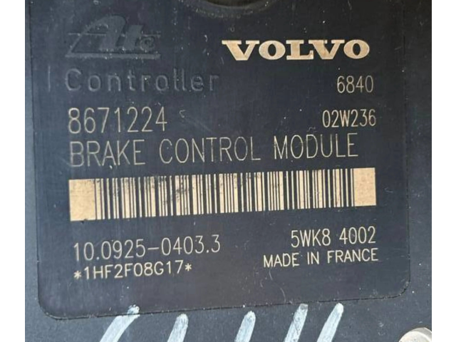 Jednotka ABS 8671224, 10092504033   Volvo S80 2002