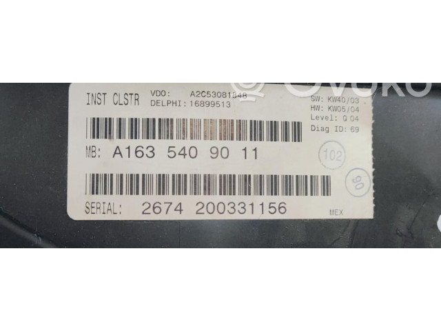 Přístrojová deska  Mercedes-Benz ML W163 2005 A1635409011  
