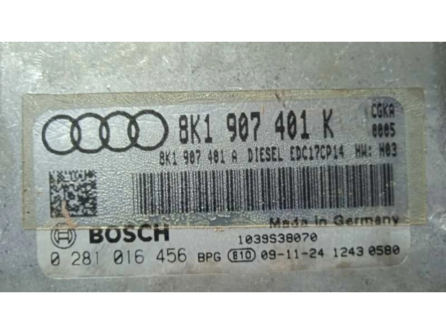 Блок управления двигателя 8K1907401K, 0281016456   Audi A5 Sportback 8TA